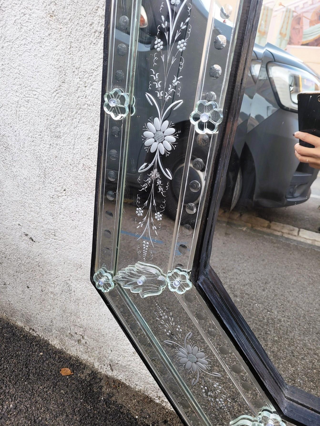 Very Large Engraved Venice Mirror, 260 Cm, 20th Century For Sale 1