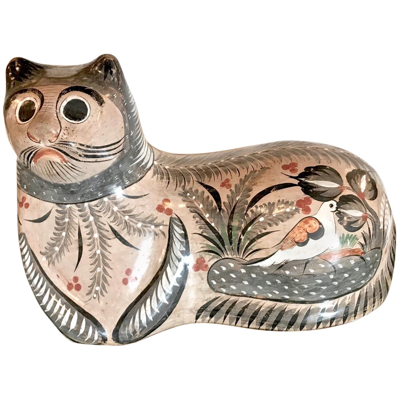 Very Large Example of a Tonala Cat, Artist Signed