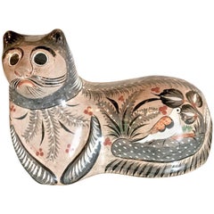 Vintage Very Large Example of a Tonala Cat, Artist Signed