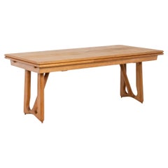 Very large extendable oak dining table by Guillerme and Chambron 1965.