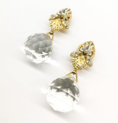 Very large faceted faux crystal drop earrings, Gianfranco Ferre, Italy, 1990s.