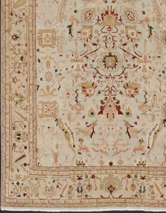 Very Large Fine Rug in Neutrals, Cream, Taupe, Gold, Light Blue & Green