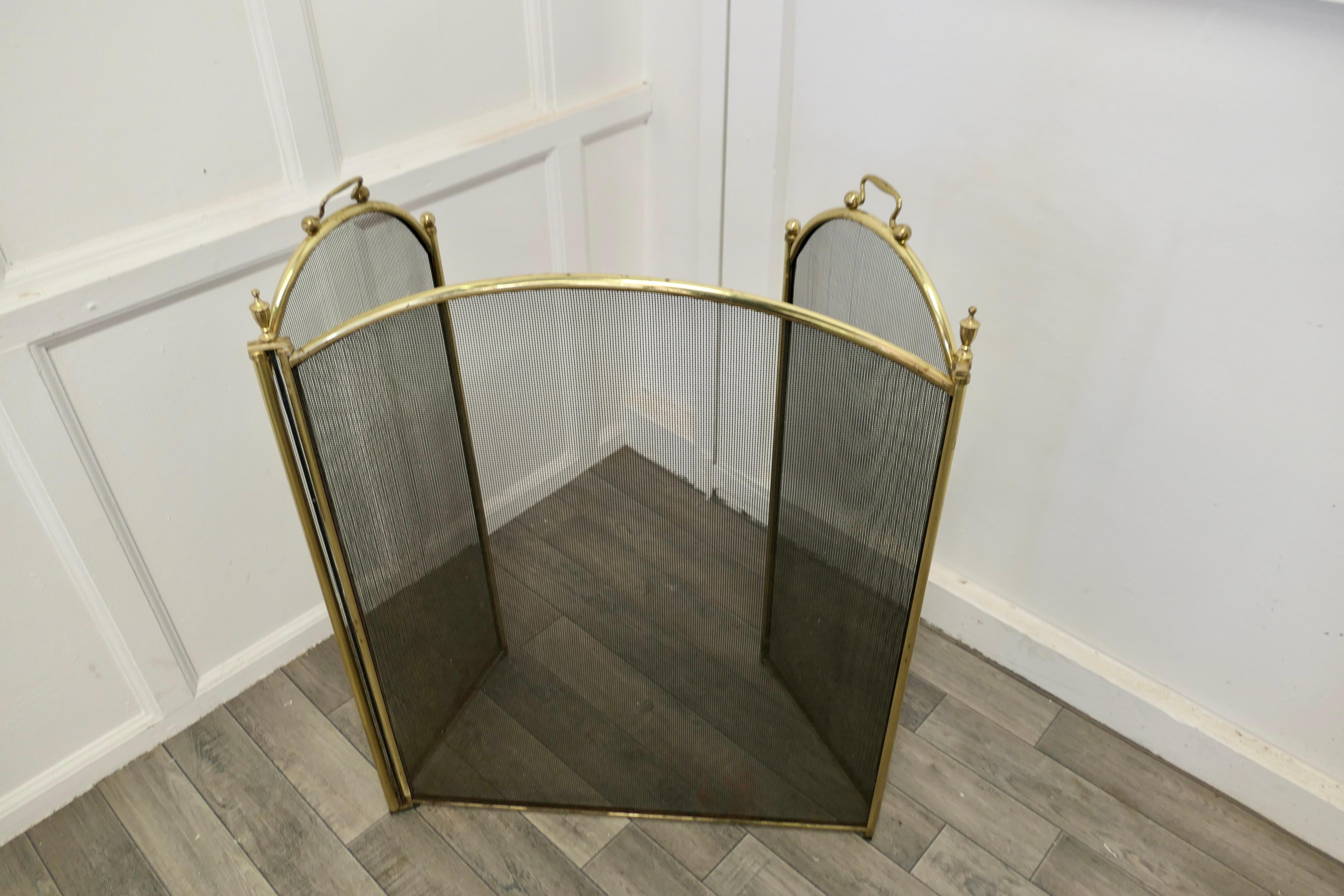 Very Large Folding Brass and Iron Fire Guard for Inglenook Fireplace    1