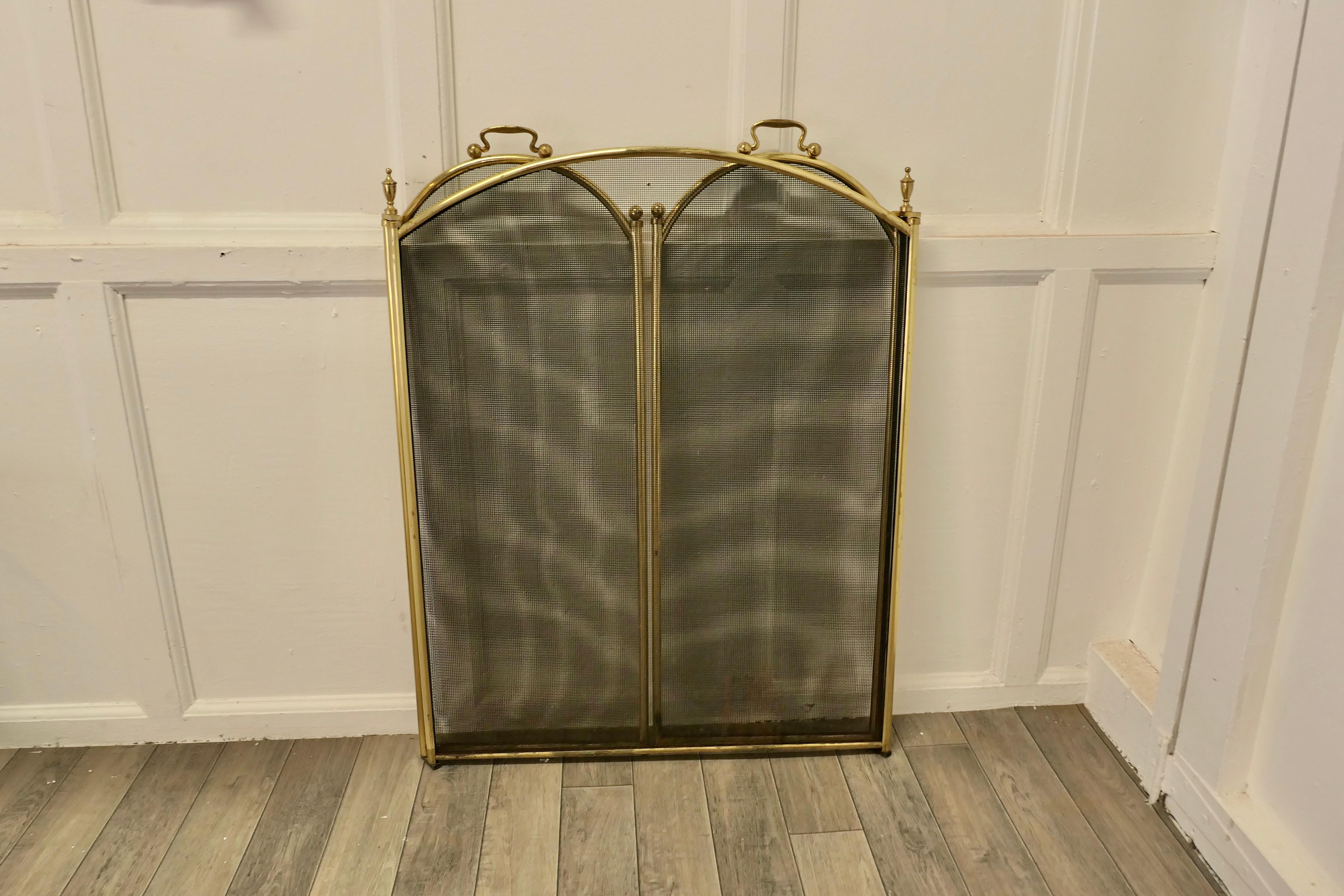 Very Large Folding Brass and Iron Fire Guard for Inglenook Fireplace    2