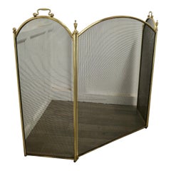 Very Large Folding Brass and Iron Fire Guard for Inglenook Fireplace