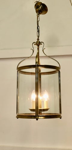Very Large French Art Deco Brass and Glass Lantern Hall Light
