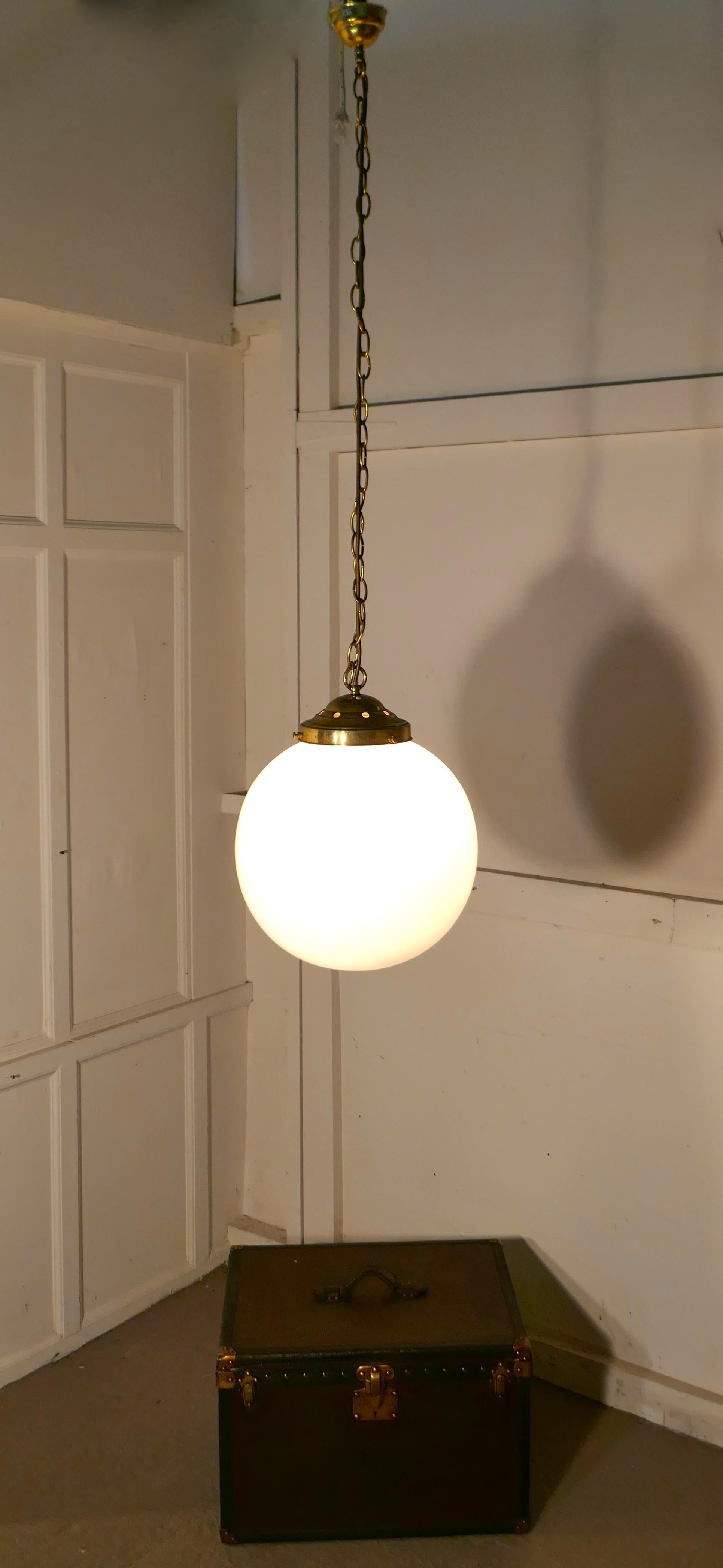 Very Large French Art Deco Globe Glass Hanging Pendant Lights 12 in Stock In Good Condition In Chillerton, Isle of Wight