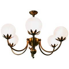 Very Large French Art Deco Six Branch Globe Chandelier