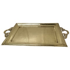 Very Large French Art Deco Solid Brass Tray Very Large French Art Deco Solid Brass Tray