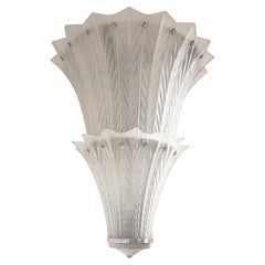 Very large French Art Deco two tier frosted art glass Sabino chandelier