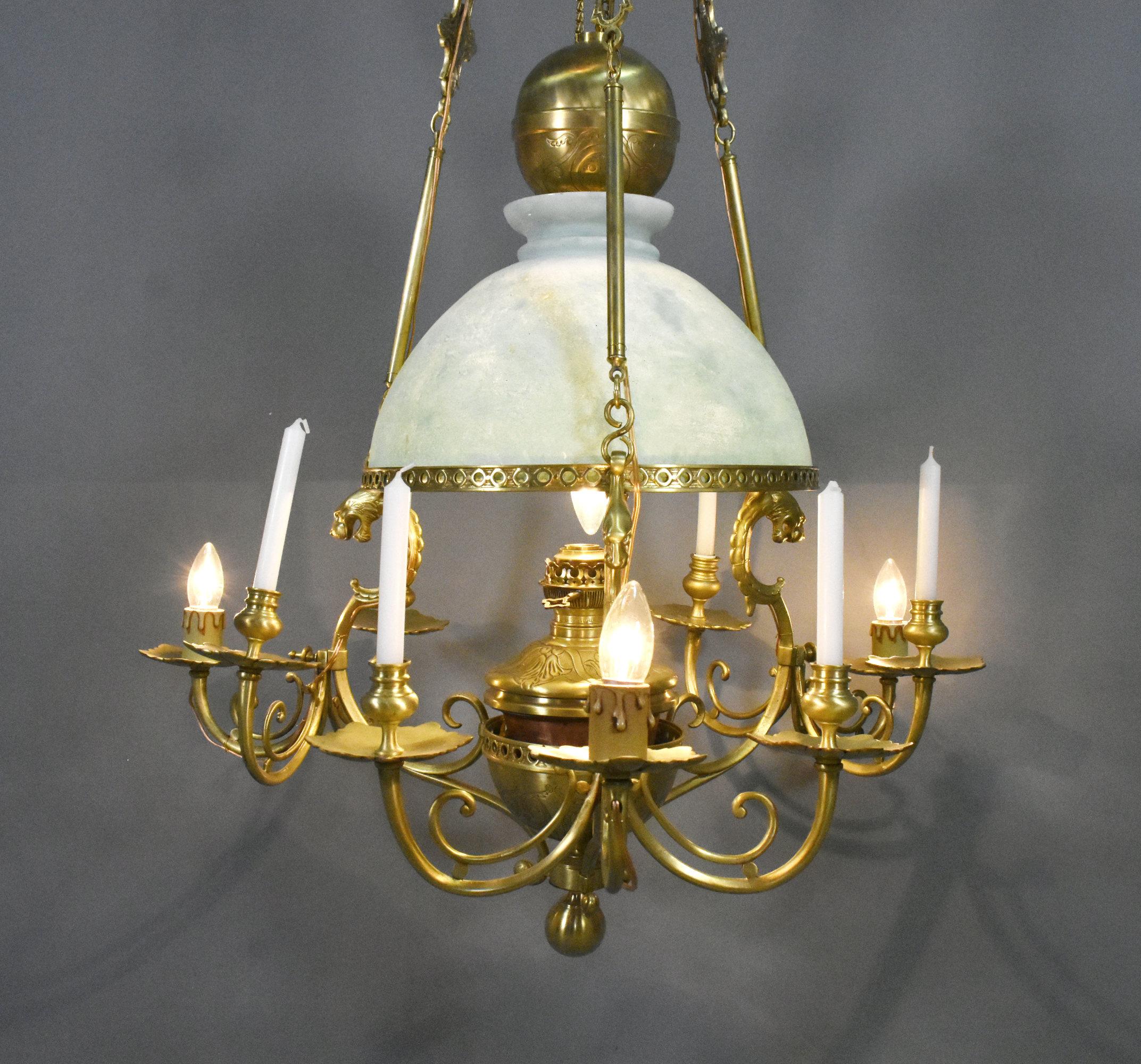Très grand lustre français en bronze et opaline d'époque Napoléon III Bon état - En vente à SAINTE-COLOMBE, FR