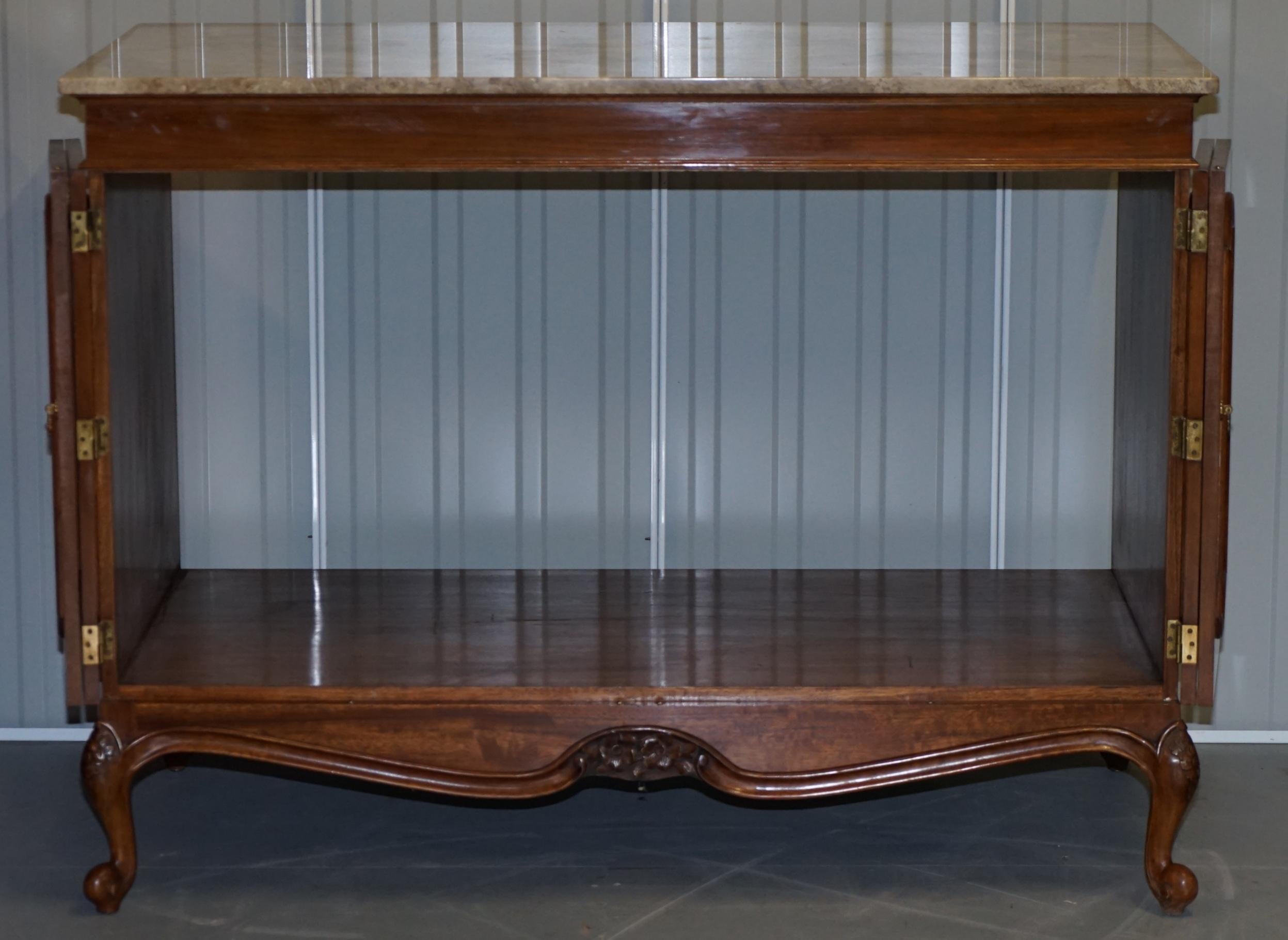 Very Large French Cherrywood with Solid Marble Top Media Television Cabinet TV 7