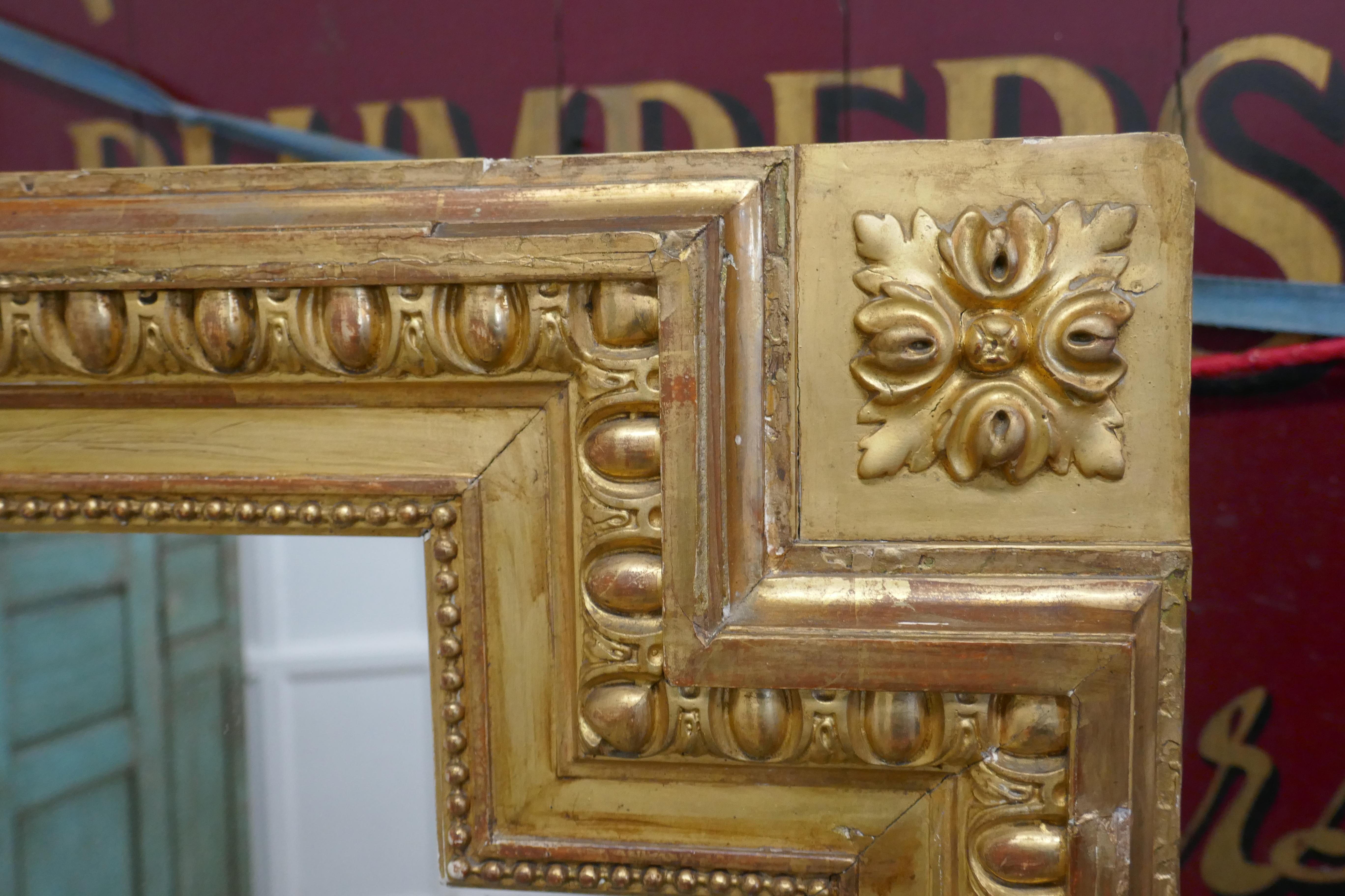 Very Large French Gilt Over Mantle Mirror In Good Condition In Chillerton, Isle of Wight