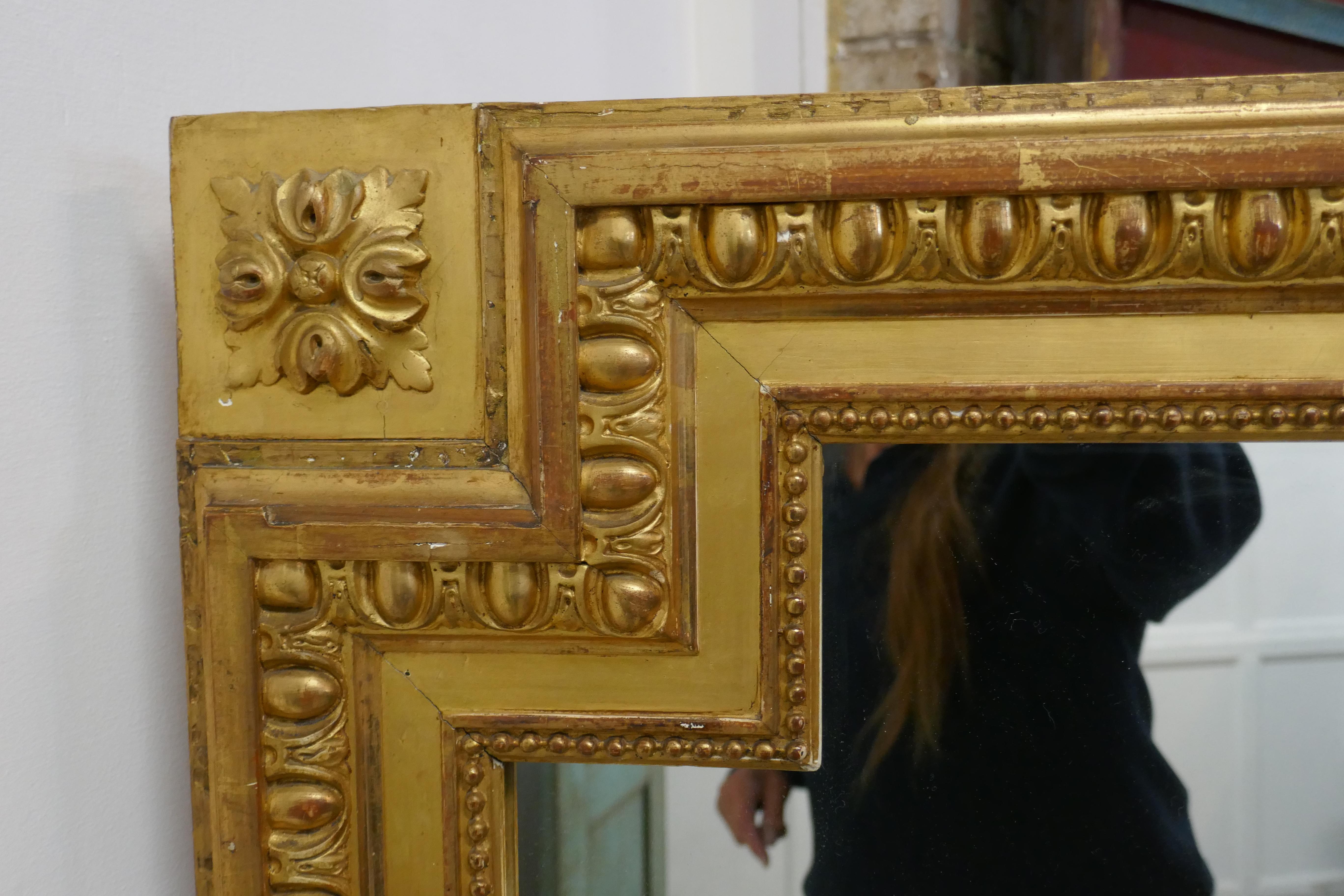 19th Century Very Large French Gilt Over Mantle Mirror