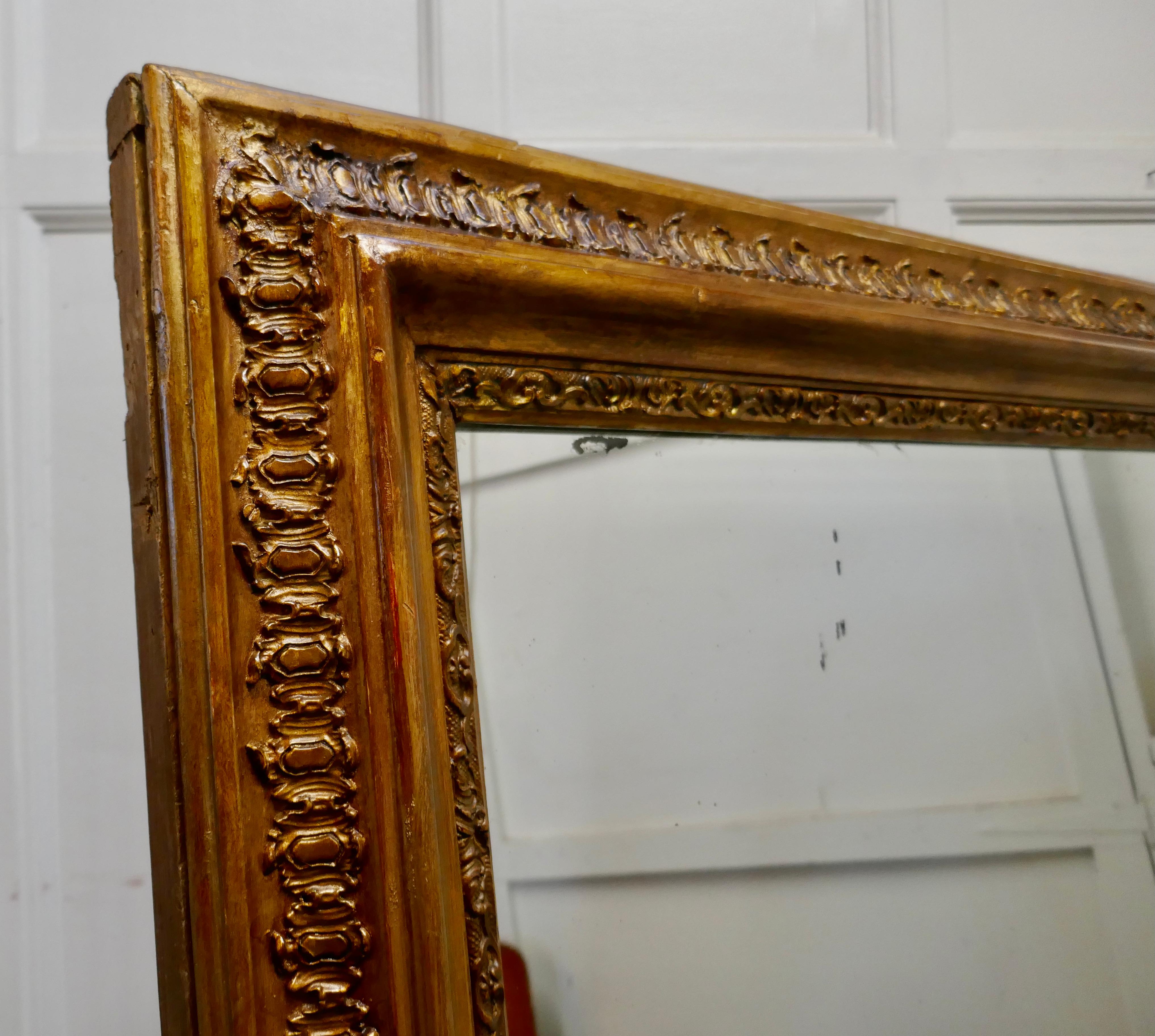 Gran espejo dorado francés de sobremantel o manto en Bueno estado para la venta en Godshill, Isle of Wight