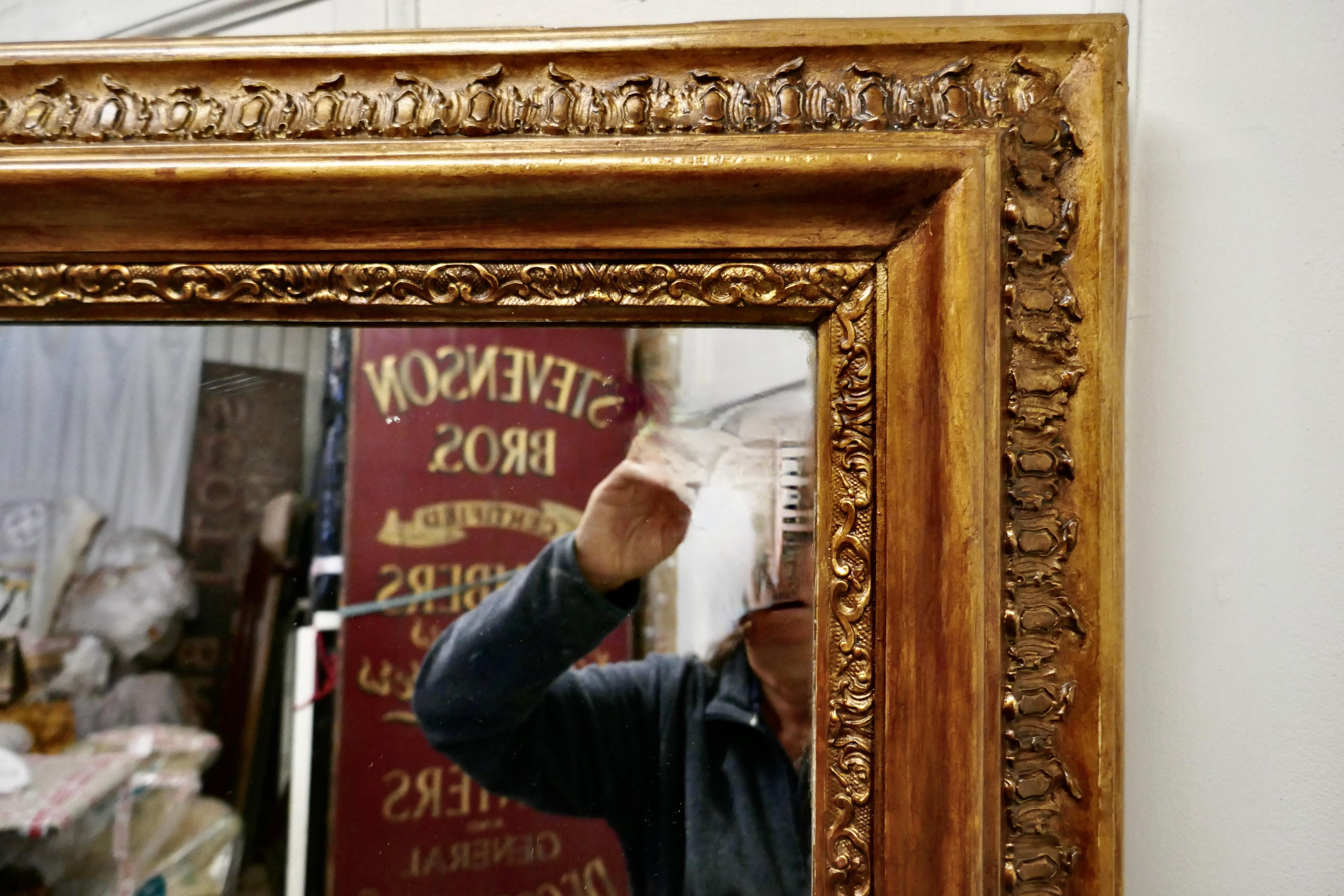 French Provincial Very Large French Gilt Overmantel or Over Mantle Mirror For Sale