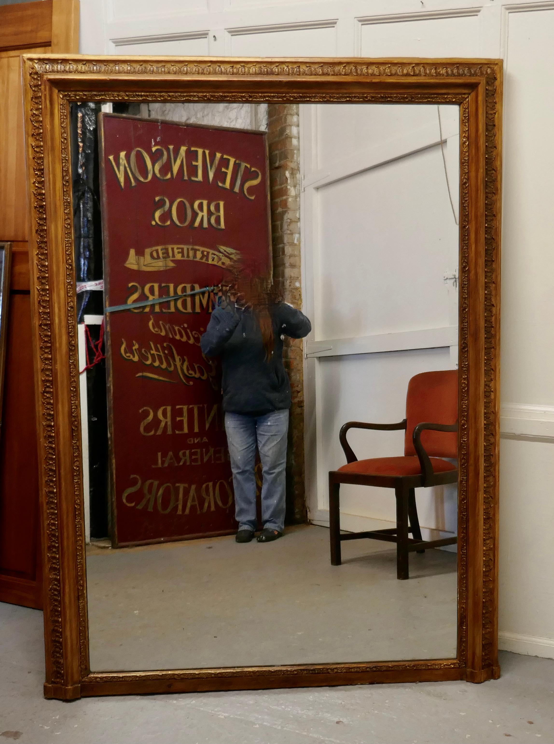 19th Century Very Large French Gilt Overmantel or Over Mantle Mirror For Sale