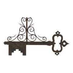 Very Large French Iron Key Sign, Early 20th Century