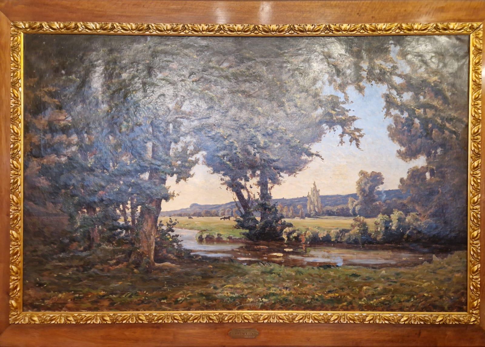 Very Large french landscape from early 20th century  In Excellent Condition In BORDEAUX, FR