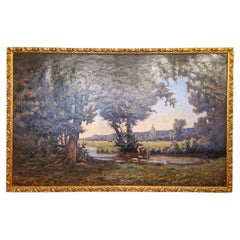 Antique Very Large french landscape from early 20th century 