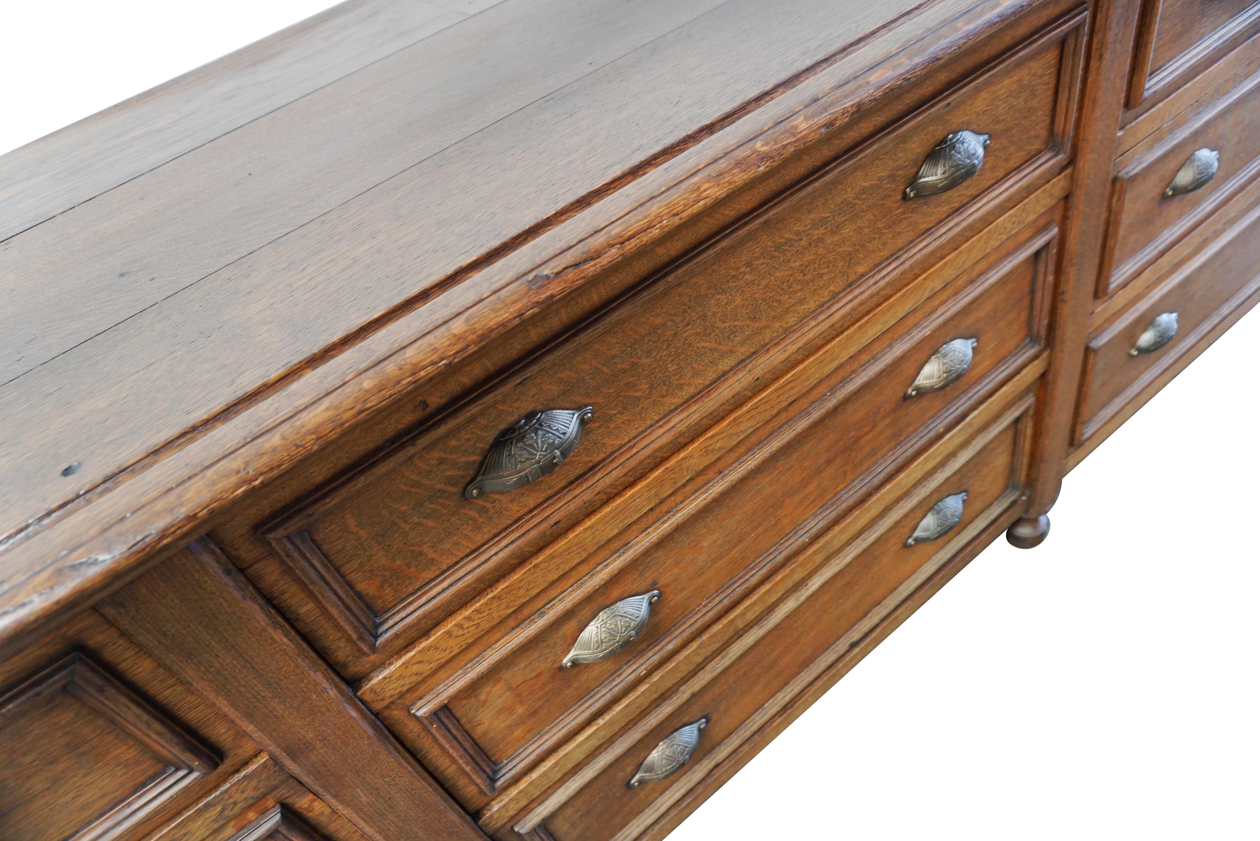 Very Large French Oak Apothecary Cabinet / Bank of Drawers, Late 19th Century 3