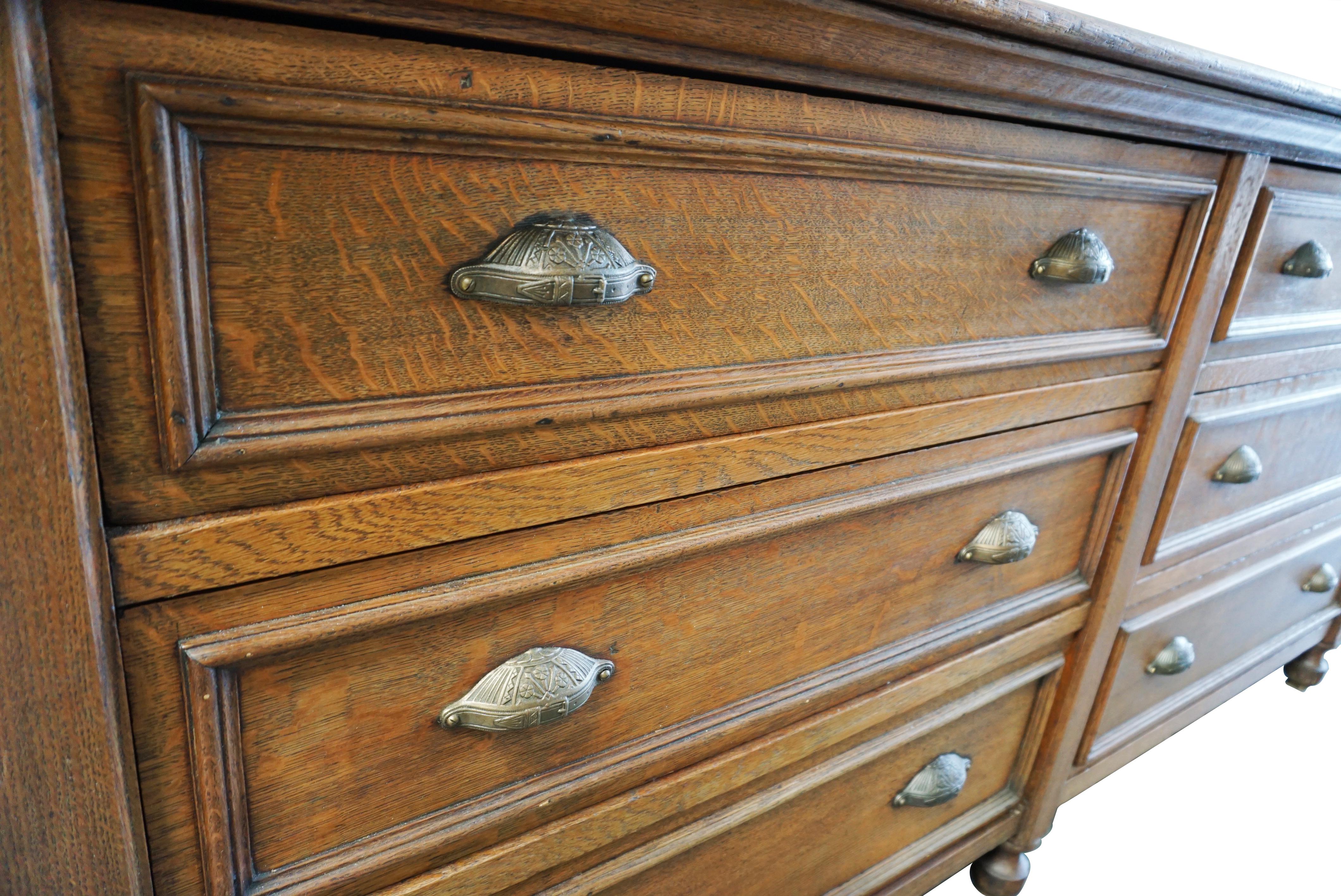 Very Large French Oak Apothecary Cabinet / Bank of Drawers, Late 19th Century 4