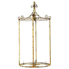Antique Very Large French Painted Wrought-Iron Hanging Lantern, circa 1890