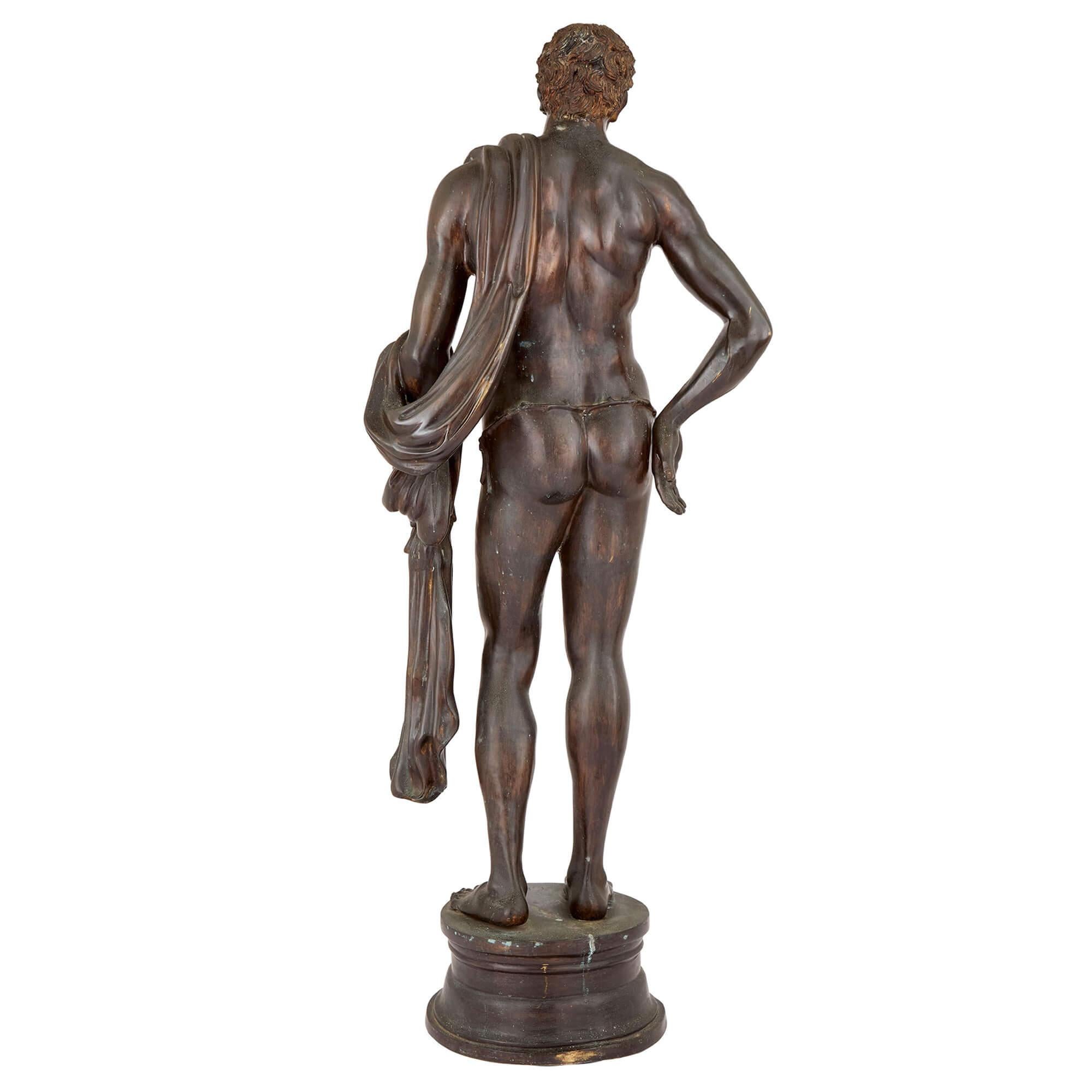 Cast Very Large French Patinated Bronze Figural Sculpture Apollo After Picault For Sale