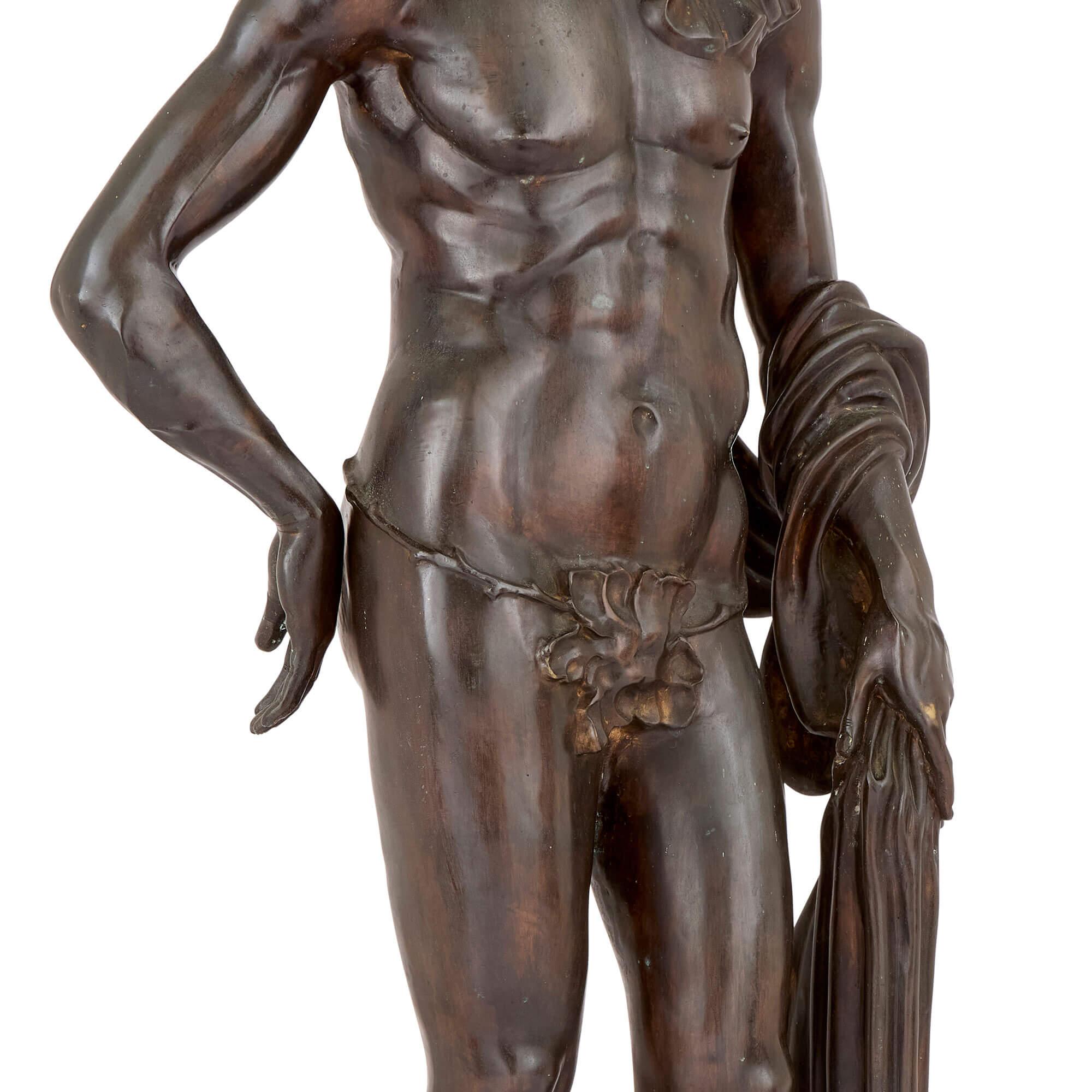 Very Large French Patinated Bronze Figural Sculpture Apollo After Picault For Sale 2