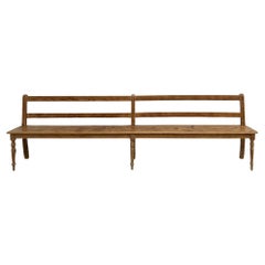 Very large french restored pine bench from the 1950s