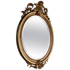 Specchio da parete ovale dorato molto grande French Rococo