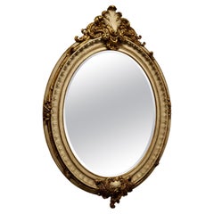 Specchio da parete ovale dorato molto grande in stile French Rococo