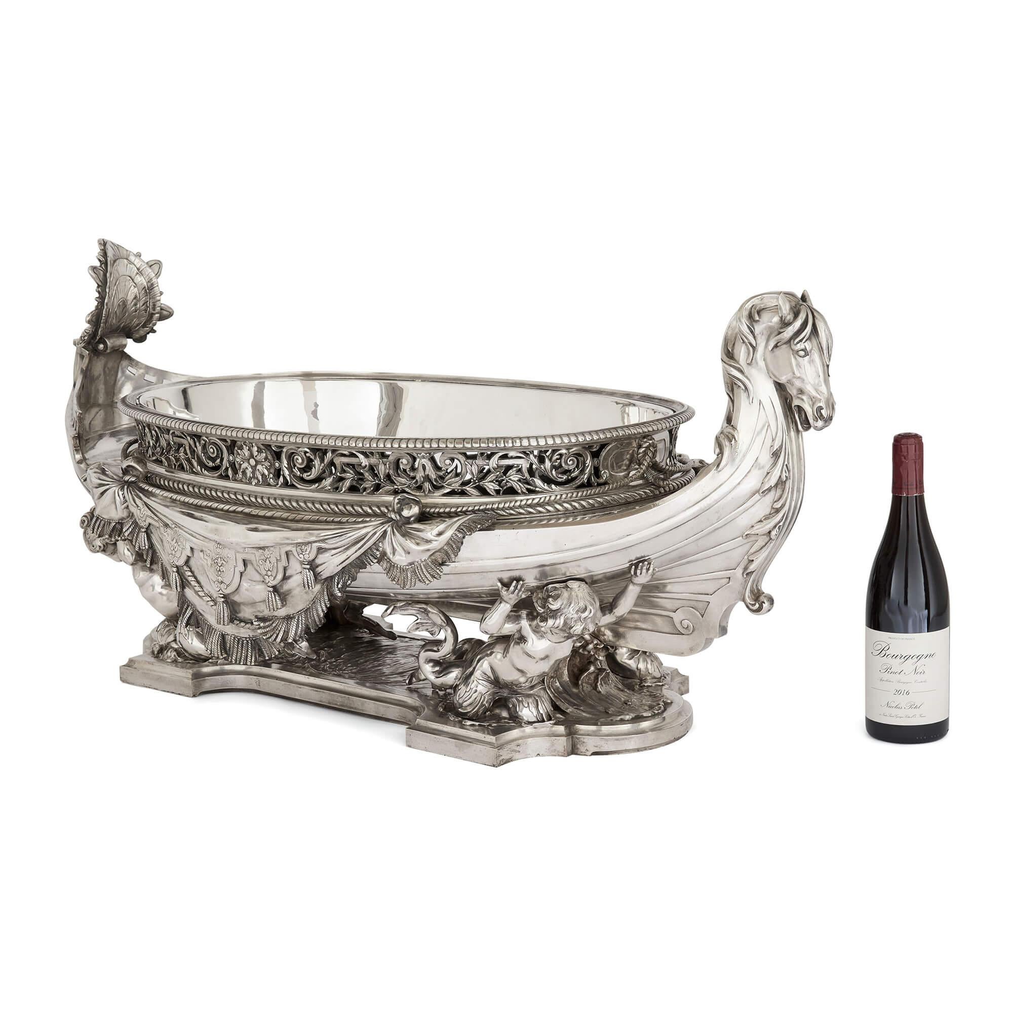 Very Large French Silvered Bronze Jardinière in the Manner of Christofle For Sale 5