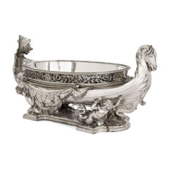 Very Large French Silvered Bronze Jardinière in the Manner of Christofle