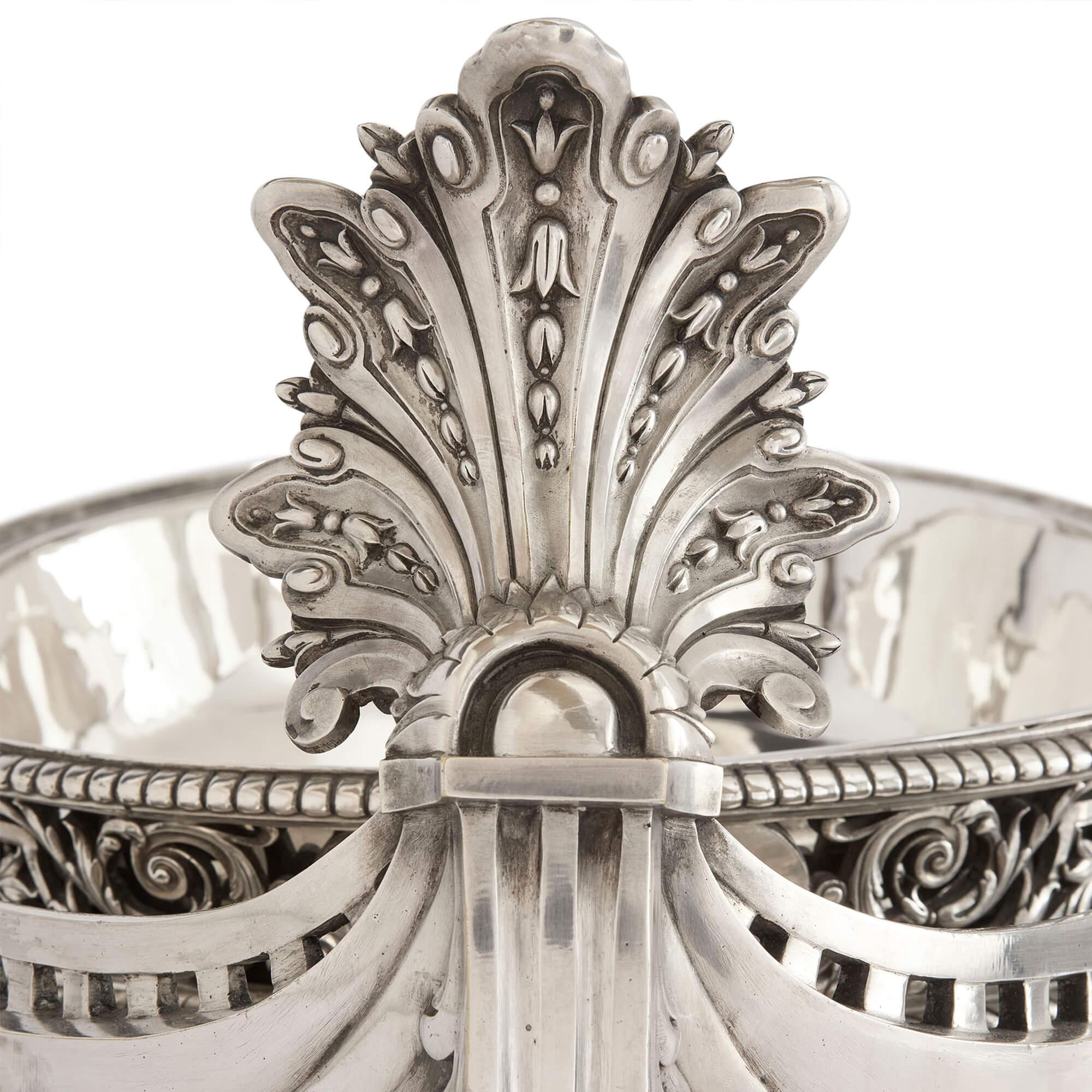 Cast Very Large French Silvered Bronze Jardinière in the Manner of Christofle For Sale