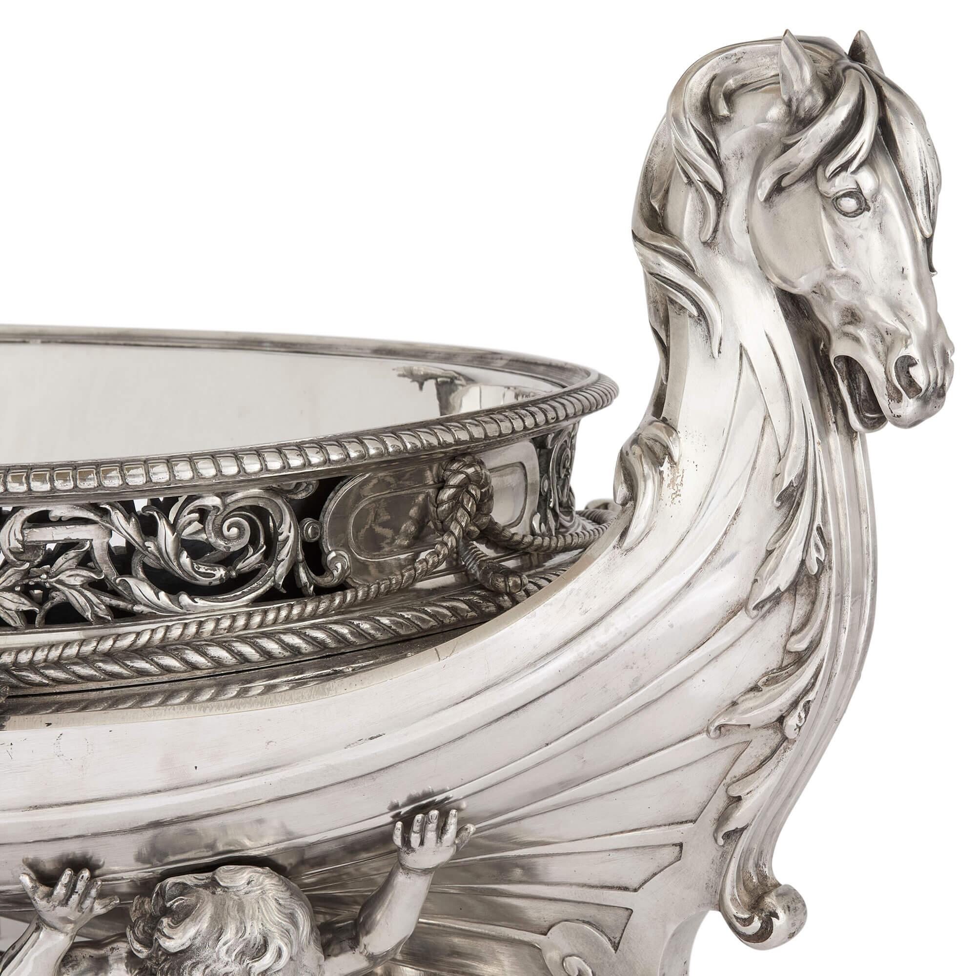 Very Large French Silvered Bronze Jardinière in the Manner of Christofle In Good Condition For Sale In London, GB