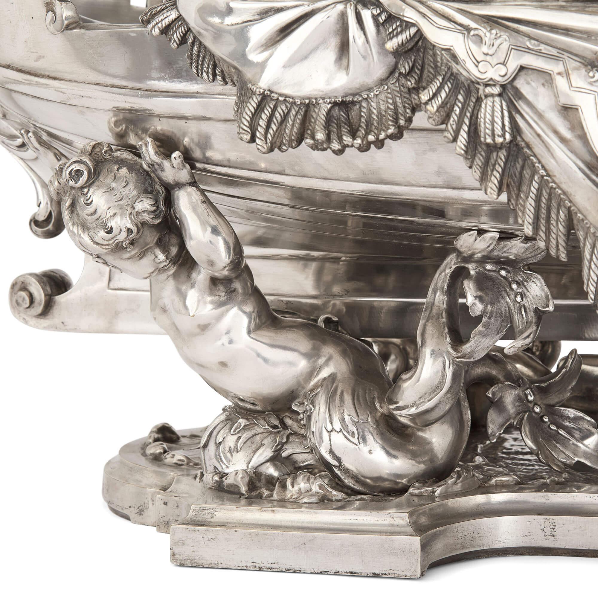 Very Large French Silvered Bronze Jardinière in the Manner of Christofle For Sale 1