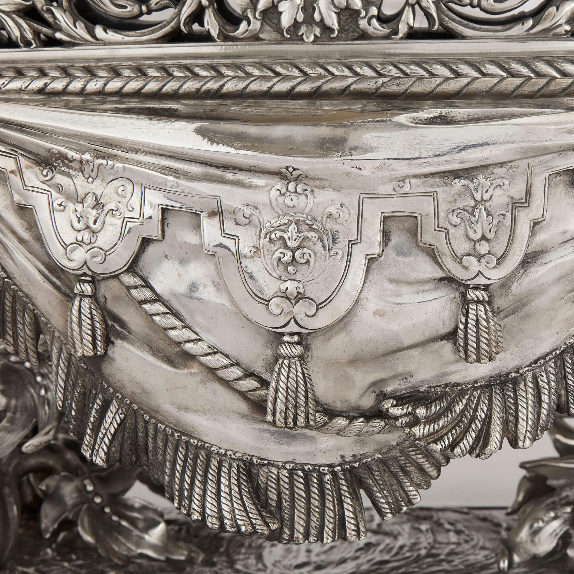 Very Large French Silvered Bronze Jardinière in the Manner of Christofle For Sale 3