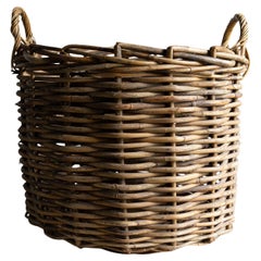 Very Large French Vintage Chunky Wicker Log/Laundry Basket, 20th Century