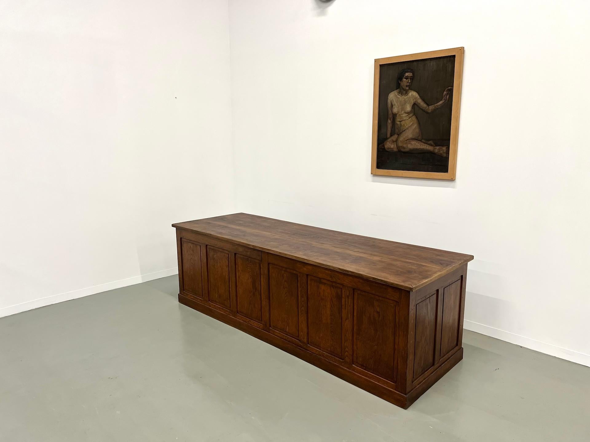 Very large french XXL oak sales counter For Sale 6