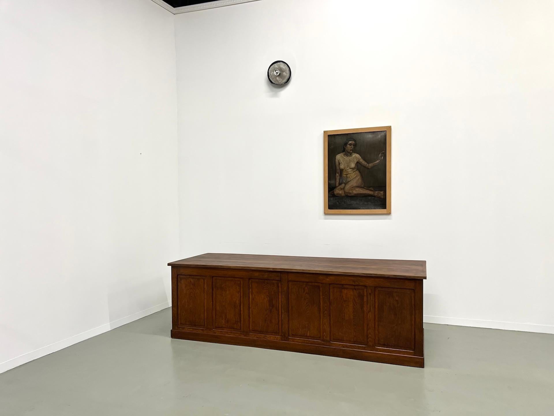 Very large french XXL oak sales counter For Sale 7