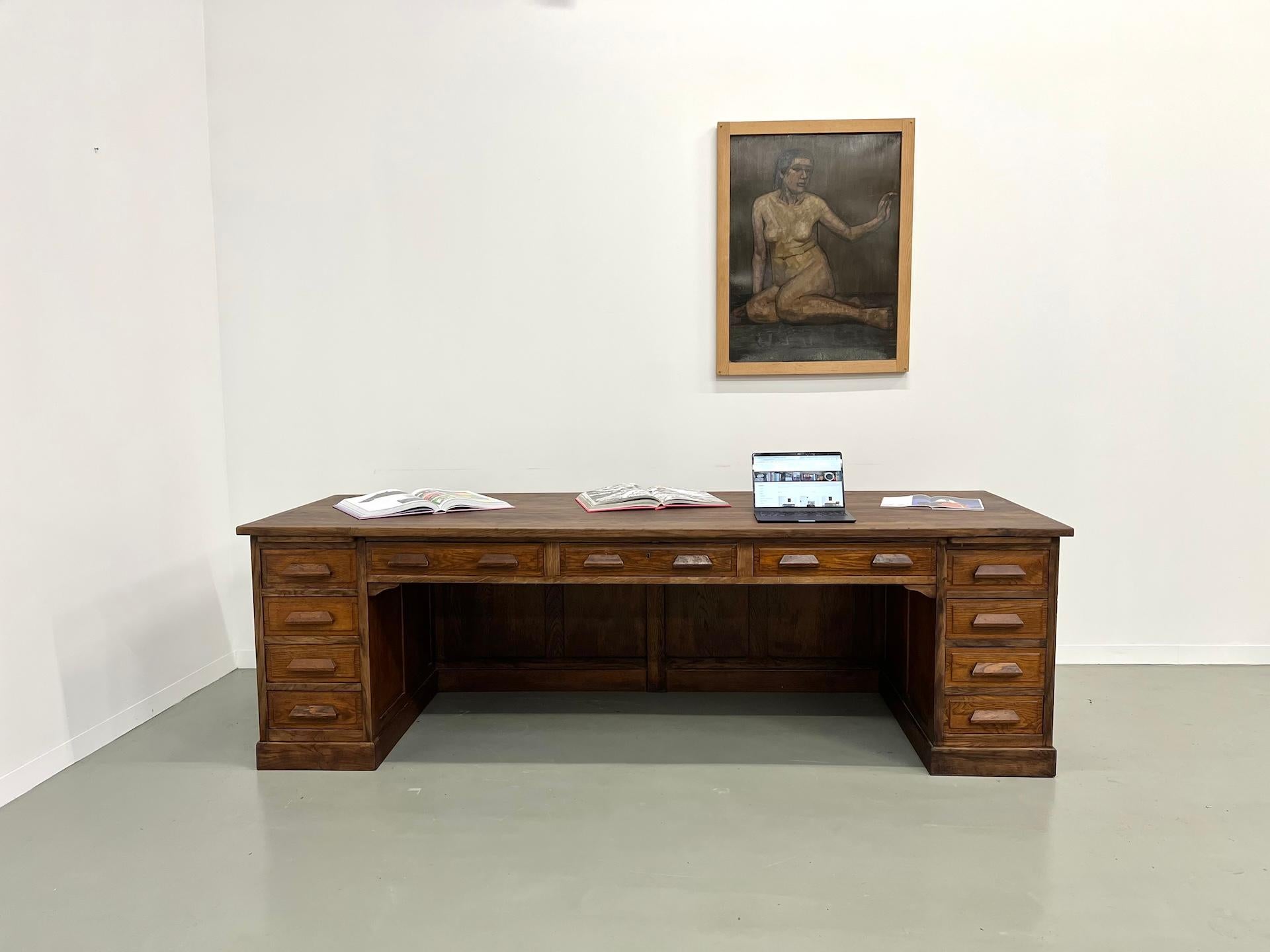 Very large french XXL oak sales counter For Sale 11