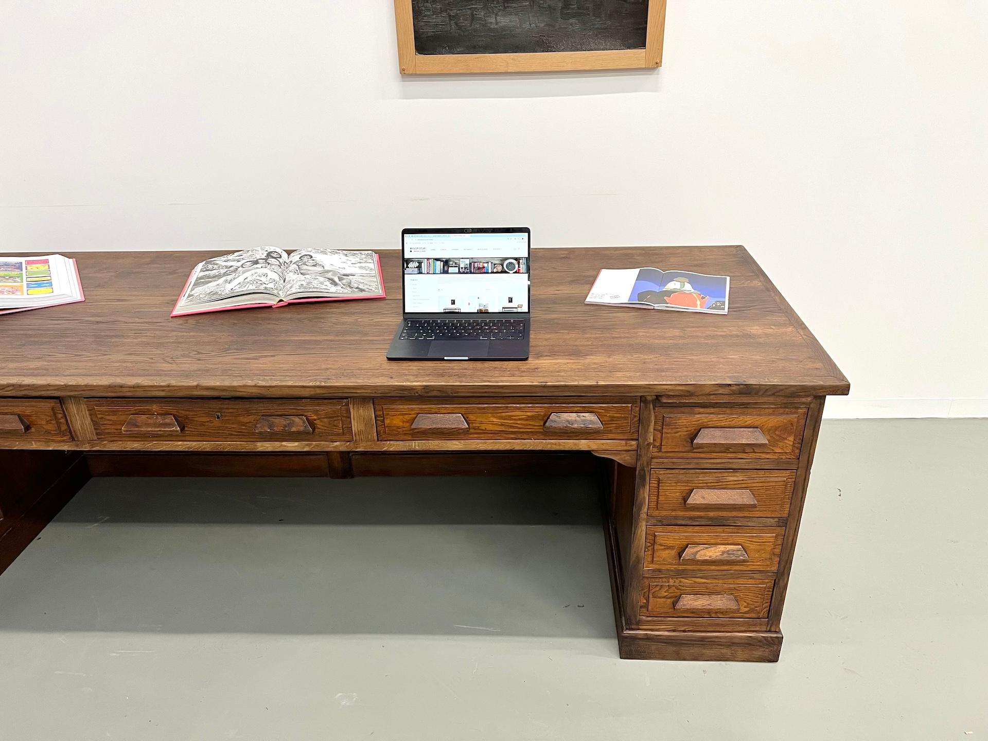 Very large french XXL oak sales counter For Sale 12