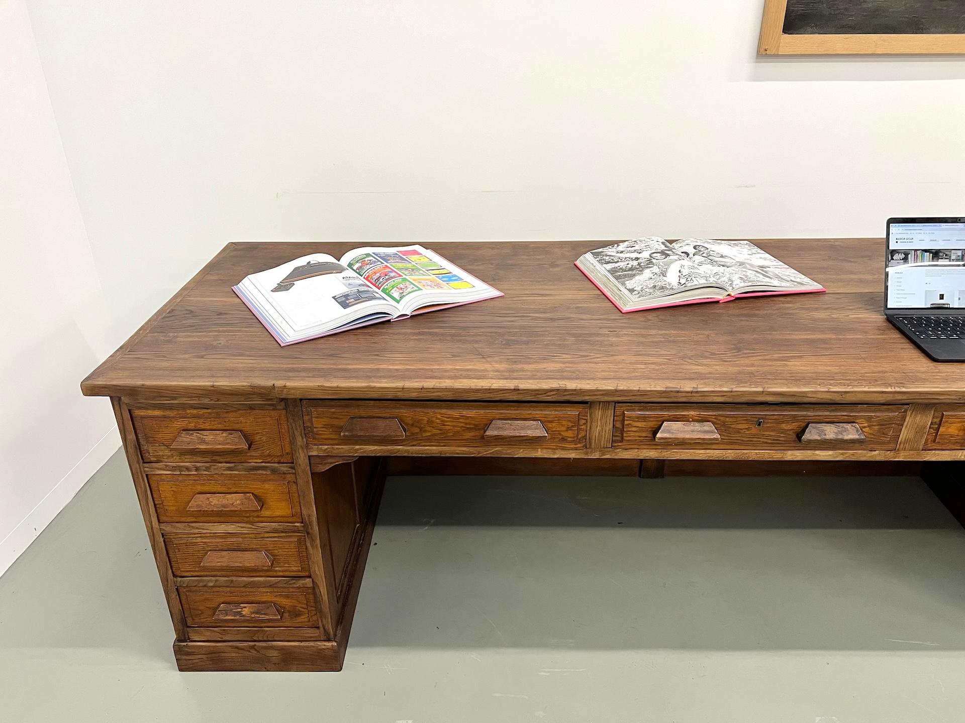 Very large french XXL oak sales counter For Sale 13