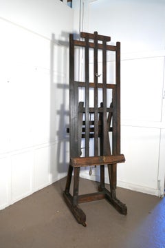 Very Large Fully Adjustable 19th Century Oak Studio Easel by G Gent of Bayswater
