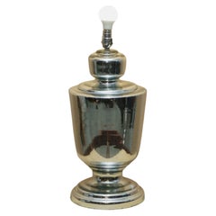 VERY LARGE FULLY RESTORED ViNTAGE FOXED MIRRORED GLASS URN TABLE LAMP