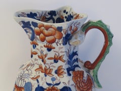 Large Georgian Mason's Ironstone Jug or Pitcher Basket Japan Pattern, Ca 1818