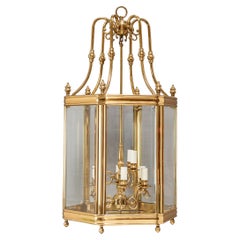 Very Large Georgian Style Brass Hallway Lantern