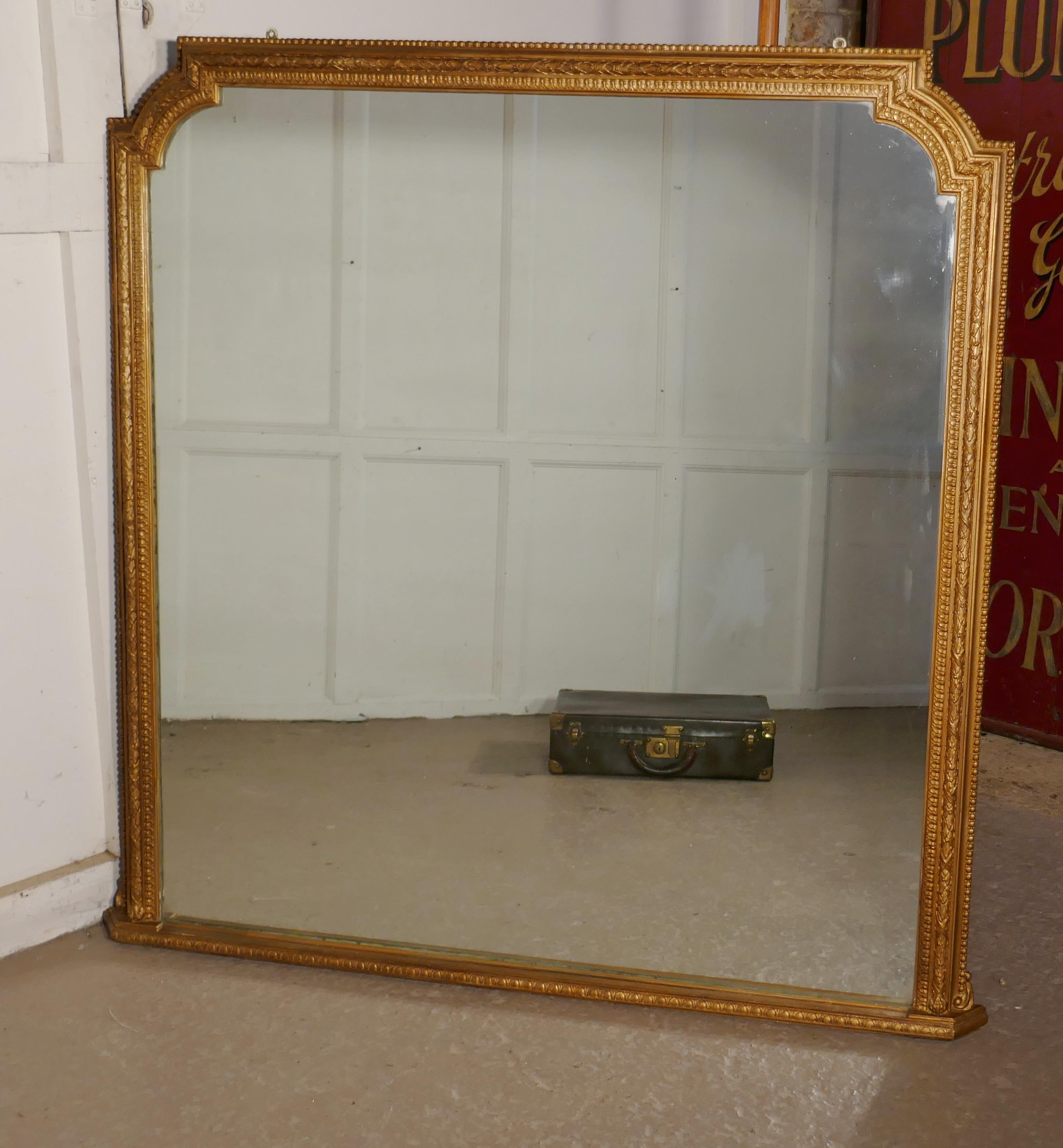 Baroque Very Large Gilt Overmantel or Over Mantle Mirror