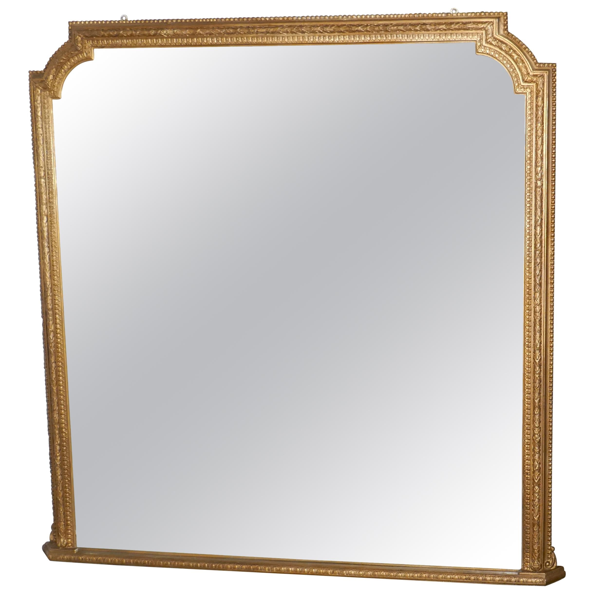 Very Large Gilt Overmantel or Over Mantle Mirror